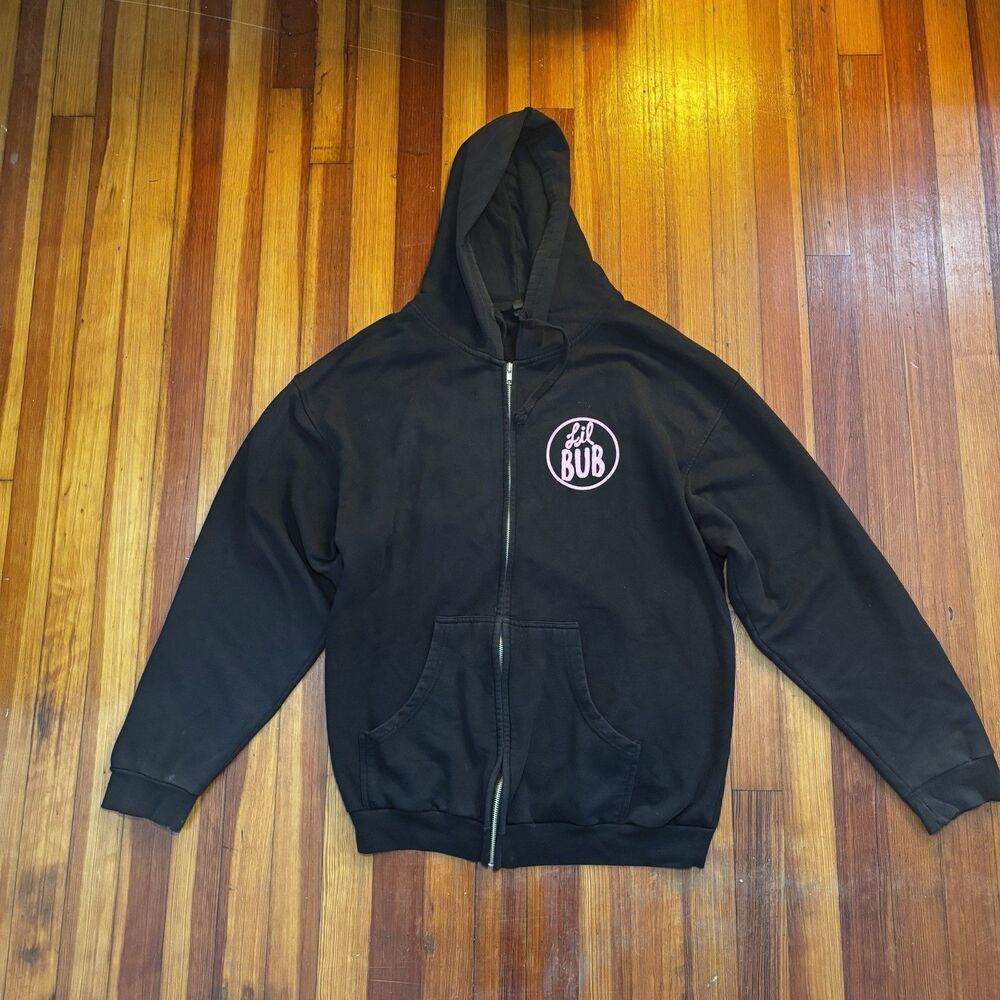 Official Lil BUB Cat Zip Up Hoodie Black Tultex XL Pinhole